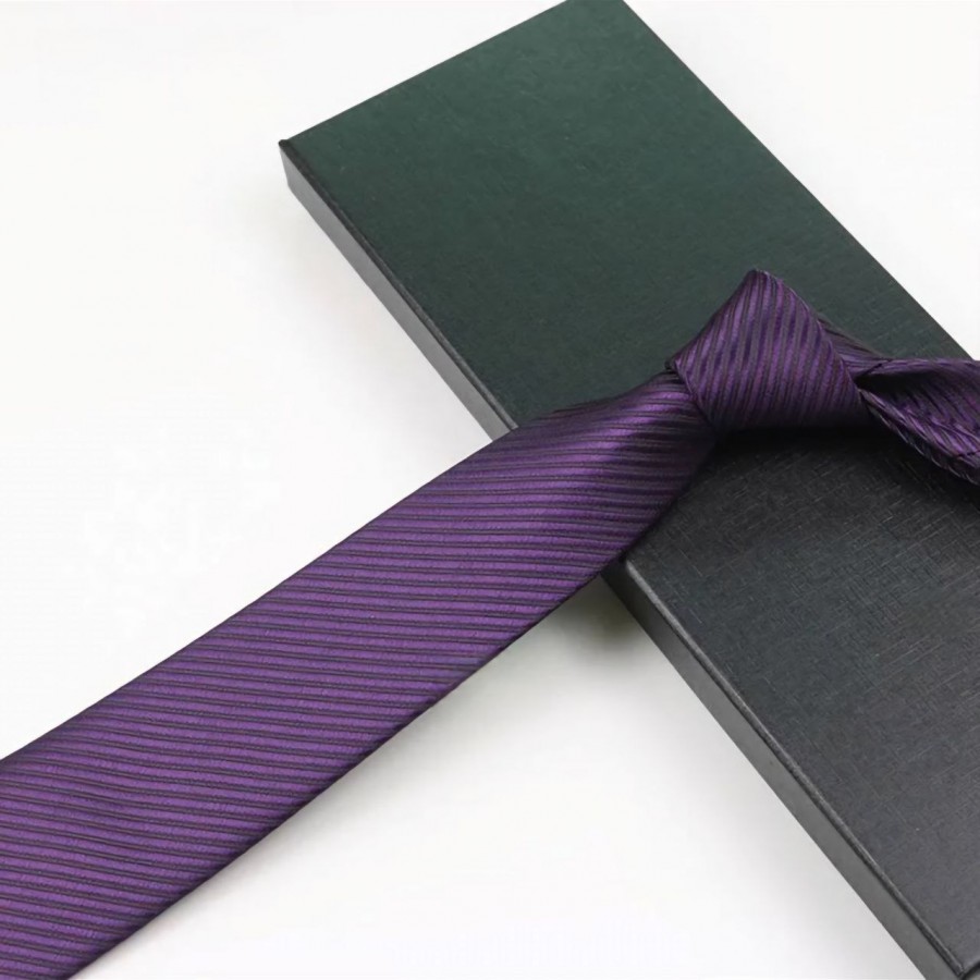 COR-0206 - Corbata Rayas Morado Acanalada 8cm