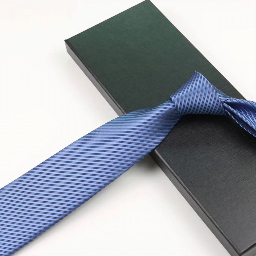 COR-0208 - Corbata Rayas Azul Claro Acanalada 8cm