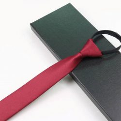 COR-2003 - Corbata Unicolor Cremallera Vinotinto Lisa 48cm