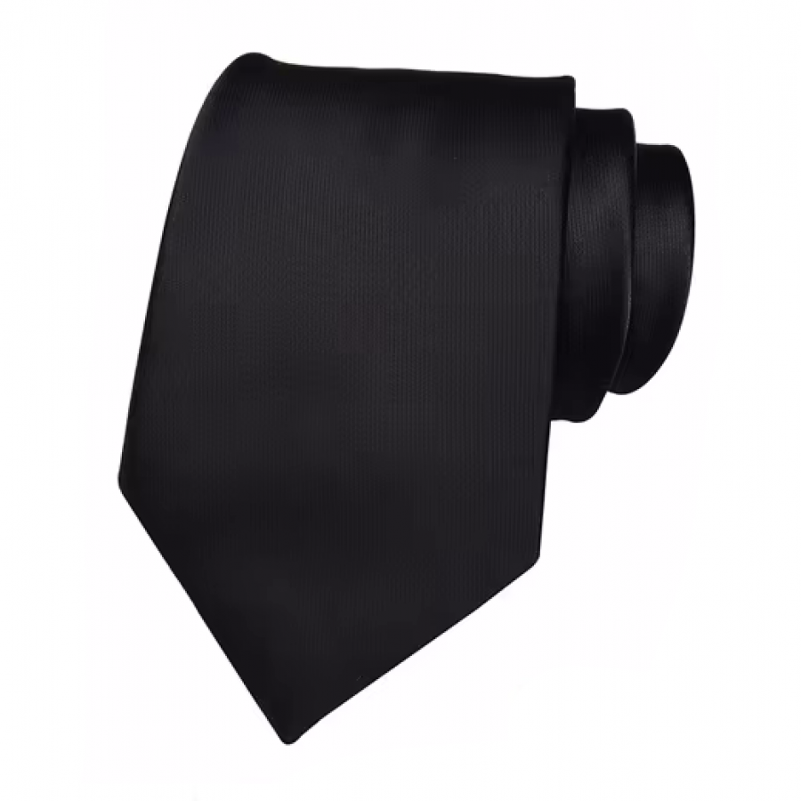COR-0052 - Corbata Unicolor Negro Lisa 8cm