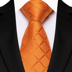 COR-1103 - Corbata Cuadros Naranja 8cm