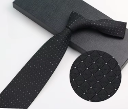 COR-1091 - Corbata Estampado Negro 8cm