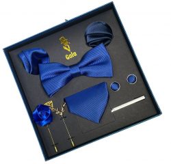 BOX-6202 - Box Corbata Lazo Pisa Corbat y Juntas 2 Pañuelo 2 Solapa Azul Marino