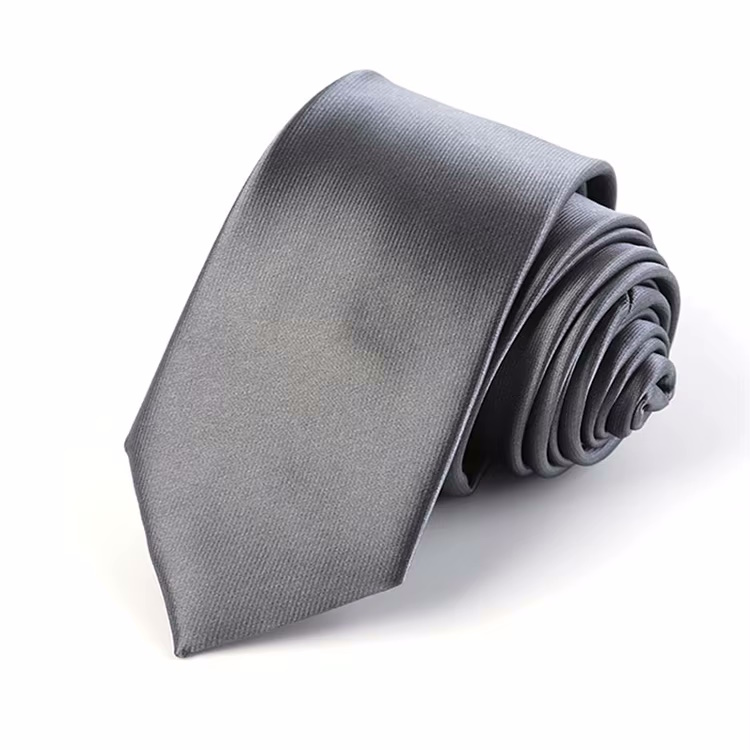 COR-0605 - Corbata Unicolor Gris Lisa 6cm
