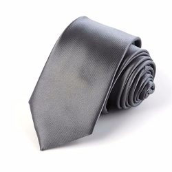 COR-0605 - Corbata Unicolor Gris Lisa 6cm