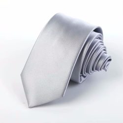 COR-0604 - Corbata Unicolor Gris Lisa 6cm