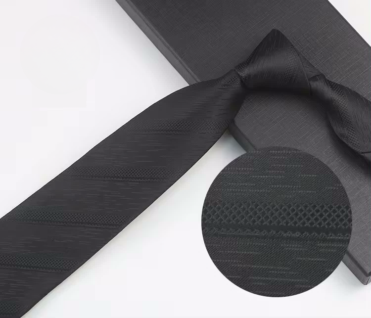 COR-0504 - Corbata Estampado Negro 6cm