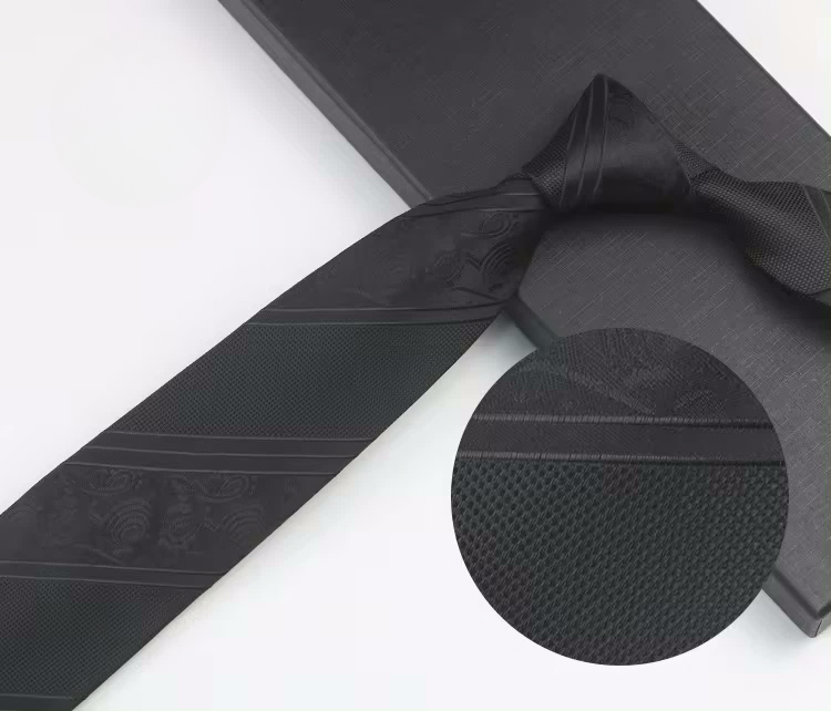 COR-0503 - Corbata Estampado Negro 6cm