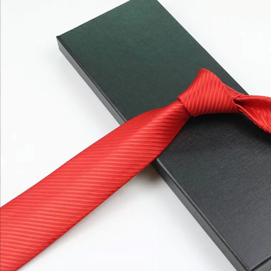 COR-0203 - Corbata Rayas Rojo Acanalada 8cm