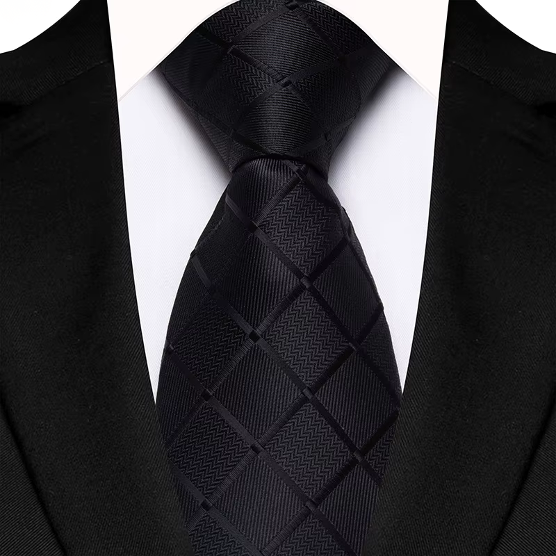 COR-1101 - Corbata Cuadros Megro 8cm