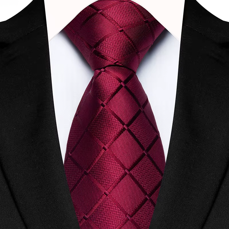 COR-1100 - Corbata Cuadros Rojo 8cm