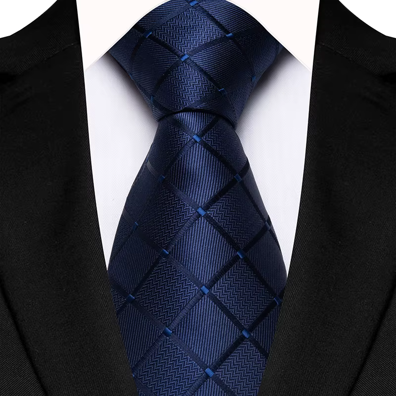 COR-1099 - Corbata Cuadros Azul 8cm