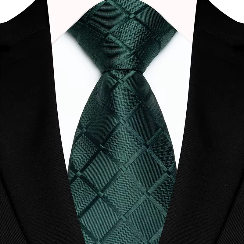 COR-1096 - Corbata Cuadros Verde 8cm
