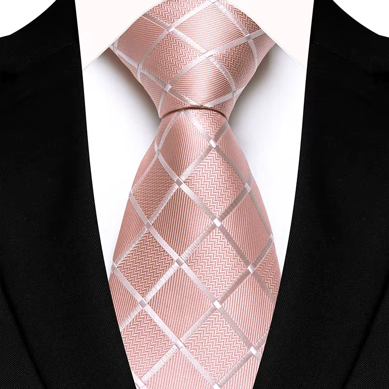 COR-1093 - Corbata Cuadros Rosa 8cm