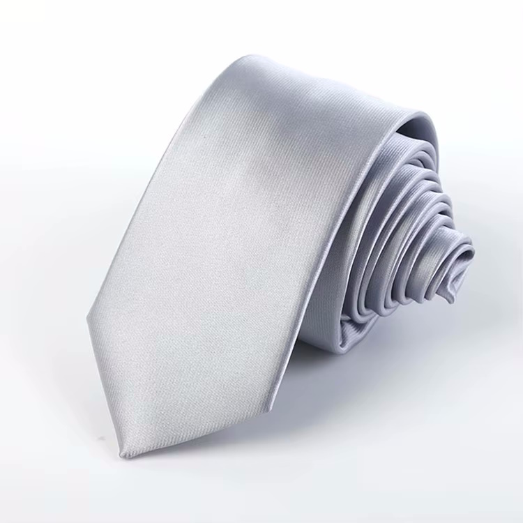 COR-0604 - Corbata Unicolor Gris Lisa 6cm